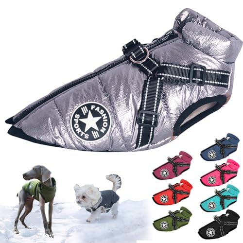 behound Pawbibi Sport - Waterproof Winter Jacket with Built-in Harness, Pawbibi Dog Warm Jacket with Harness, Fashion Sports Dog Coats for Small and Large Dogs Winter Waterproof (L,Sliver) von behound
