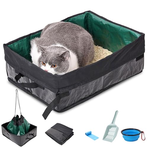 Reise-Katzentoilette für Katzen, faltbare Katzentoilette, auslaufsicher, tragbare Katzentoilette mit Katzentoilette, zusammenklappbar, wasserdicht, geruchsfrei, einfache Tragetasche für Auto im Freien Reise-Katzentoilette für Katzen, faltbare Katzentoilette, auslaufsicher, tragbare Katzentoilette mit Katzentoilette, zusammenklappbar, wasserdicht, geruchsfrei, einfache Tragetasche für Auto im Freien von belieonu