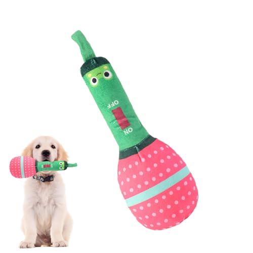 Hundespielzeug aus Plüsch, Mikrofon-Form, gefülltes Zahnspielzeug – niedliches Kauspielzeug für Welpen, für drinnen und draußen, flexibles Haustierspielzeug für saubere Zähne, entspannend Bellv von bellv