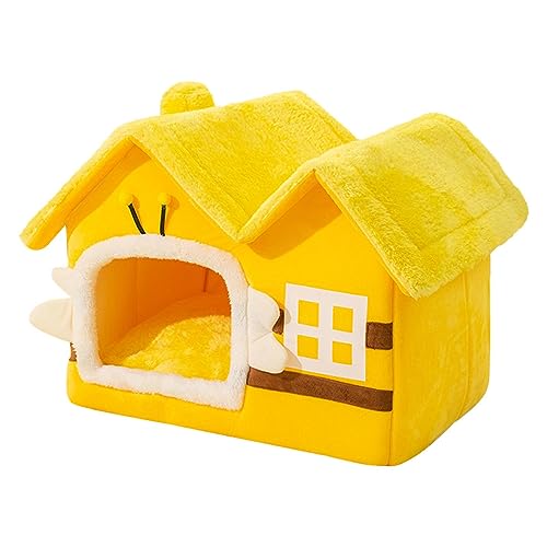 Katzenbett, Katzenbett, Katzenbett mit abnehmbarem Kissen, tragbares Plüsch, abnehmbares weiches Zelt, Katzenbett für den Innenbereich, waschbar, für kleine Welpen, Gelb Katzenbett, Katzenbett, Katzenbett mit abnehmbarem Kissen, tragbares Plüsch, abnehmbares weiches Zelt, Katzenbett für den Innenbereich, waschbar, für kleine Welpen, Gelb von bellv