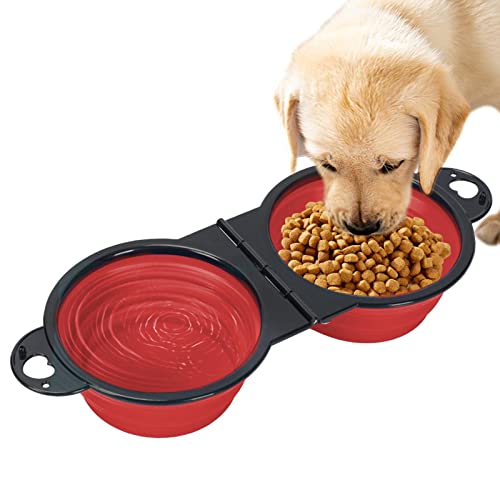 bellv Doppelschüssel für Reisen, faltbar, aus Silikon, 2-in-1, für Tierfutter und Wasserversorgung | Futter für Haustiere, Reisen, tragbar, Katzenschüssel von bellv