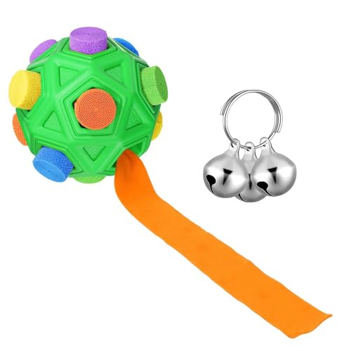bephible Bell Hundespielzeug, Schnüffelball für Hunde, Schnüffelball, interaktiv, pädagogisch, natürliche Nahrungssuche, Stressabbau, Trennung, Angst, bissfest, bunt, Grün von bephible