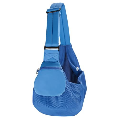 bephible Haustier-Reisetasche, einfach zu bedienende Haustier-Reisetasche, Outdoor, tragbare Haustier-Umhängetasche, atmungsaktiv, kratzfest, Druckknopf, Haustier-Tragetasche, Blau von bephible