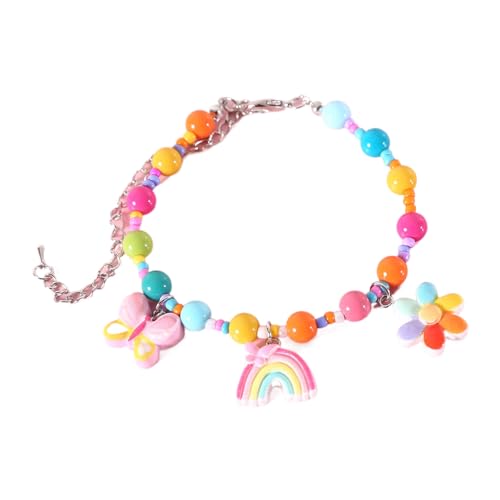 bephible Hundehalsband in leuchtenden Farben, langlebig, bunt mit exquisiter Verarbeitung, verstellbare Halskette für Hunde, Prinzessinnen, Katzenschmuck, stark, langlebig, Regenbogenfarben, Größe M von bephible