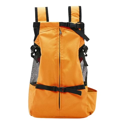 bephible Verstellbare Haustier-Tragetasche mit Traktionsschnalle, kratzfester Rucksack für kleine Hunde, Taschenbefestigung, faltbar, atmungsaktiv, ideal für Outdoor-Reisen, Wandern, Orange von bephible