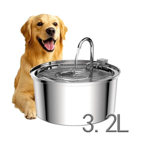 Dr. Pfoten AquaFlow - Der antibakterielle Trinkbrunnen mit Filtration Antibakterieller Trinkbrunnen mit Filtration, Edelstahl Hundewasserschale für Grosse Hunde - Hundeeinkauf von bergxperten