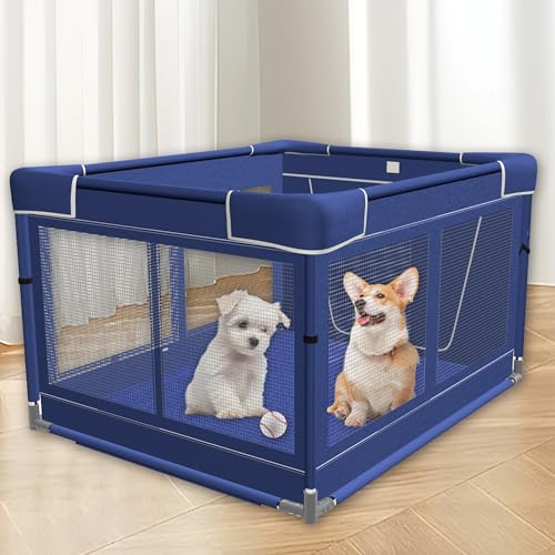 besuhot 42 × 42 Zoll Welpenlaufstall, Hunde-Laufstall mit Tor für Welpen, kleine und mittelgroße Hunde, Haustier-Laufstall mit Dach für draußen & drinnen, reißfester Stoff, sicherer und stabiler besuhot 42 × 42 Zoll Welpenlaufstall, Hunde-Laufstall mit Tor für Welpen, kleine und mittelgroße Hunde, Haustier-Laufstall mit Dach für draußen & drinnen, reißfester Stoff, sicherer und stabiler von besuhot