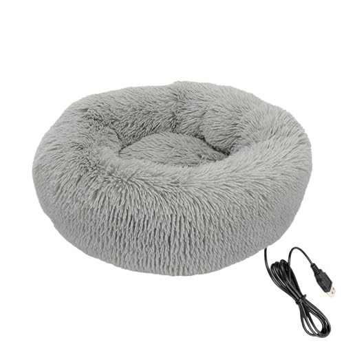 Beruhigendes Donut-Hundebett, Plüsch, warmes Hunde-Schlafbett, USB-Aufladung, beheiztes Haustierbett, bequeme Haustierheizung, Donut-Betten, leicht zu reinigen, Katzenbett für kleine Haustiere, Hunde von bevog