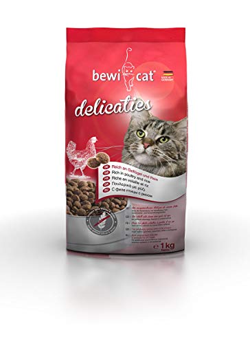 bewi cat Delicaties [1 kg] Katzenfutter | Für ausgewachsene Katzen ab dem 1. Jahr | mit Geflügel & Reis | für kastrierte Katzen geeignet von bewi cat