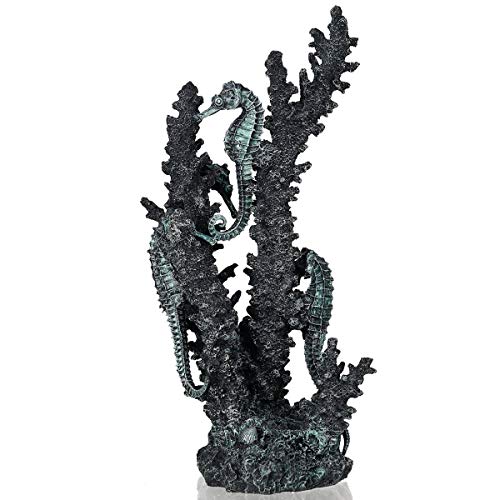 biOrb 55062 Seepferdchen schwarz M - Mittelgroße Seepferdchen-Skulptur mit Korallen zur individuellen Gestaltung von Süßwasseraquarien und Meerwasseraquarien von biOrb