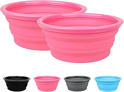 big buddy® 2X Faltbar Reisenapf Napf für Hunde und Katzen, 1 Sets Faltbarer Silikon Hundenapf Reisen Futter Tragbarer Wassernapf Trinknapf (Neon-Pink) von big buddy