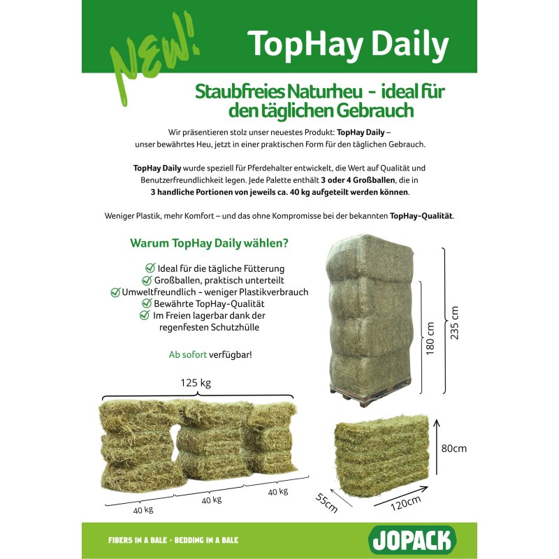1 Europalette 480 kg Top Hay Daily (4x120kg Ballen von Fa. Jopack)