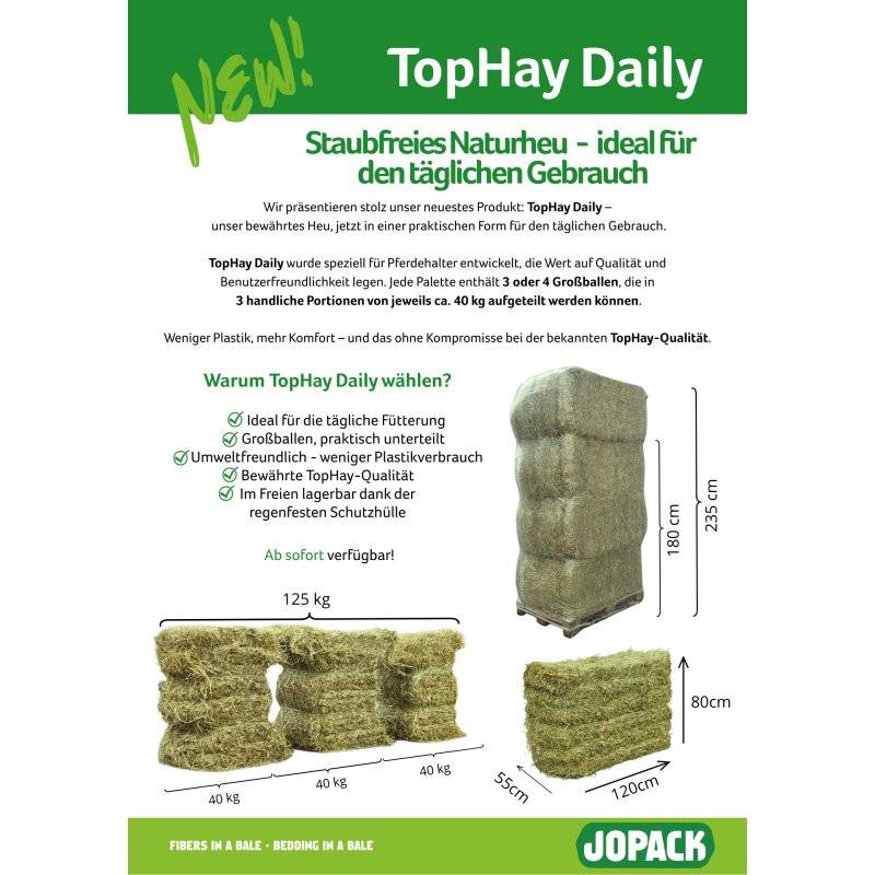 1 Europalette 480 kg Top Hay Daily (4x120kg Ballen von Fa. Jopack)