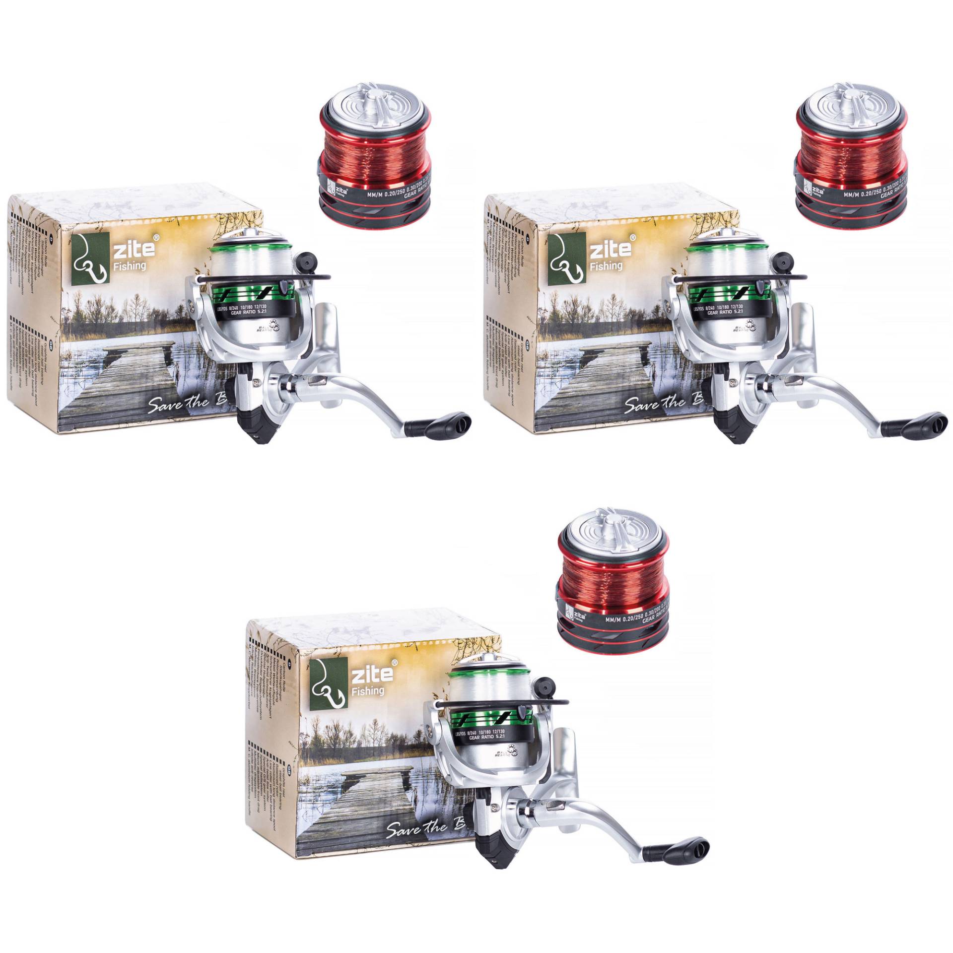 3x Stationärrolle Forellenrolle mit Schnur bespult Zite Fishing