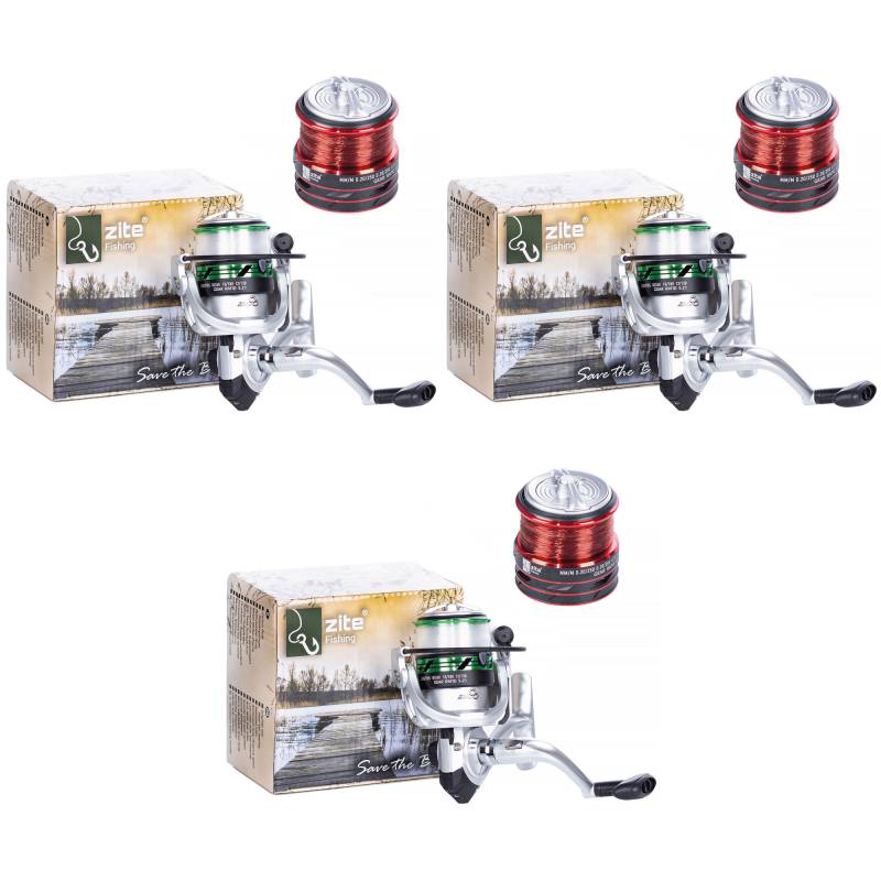 3x Stationärrolle Forellenrolle mit Schnur bespult Zite Fishing