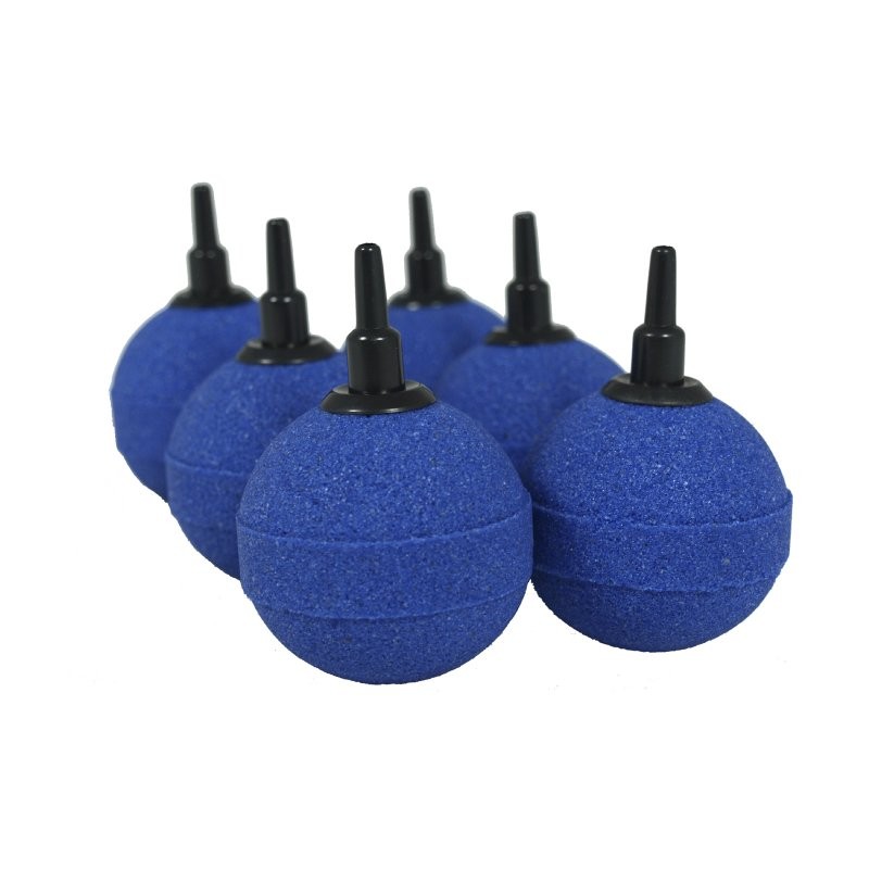 6 X Belüfterstein blau Luftausströmer Kugeln Ø 50mm für Teich u. Aquarium