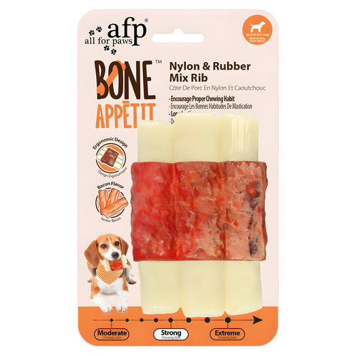 AFP Hundespielzeug Bone Appetit Nylon & Rubber Mix Rib mit Bacon Geschmack