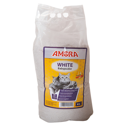 AMORA Katzenstreu White Compact mit Babypuder 8 l