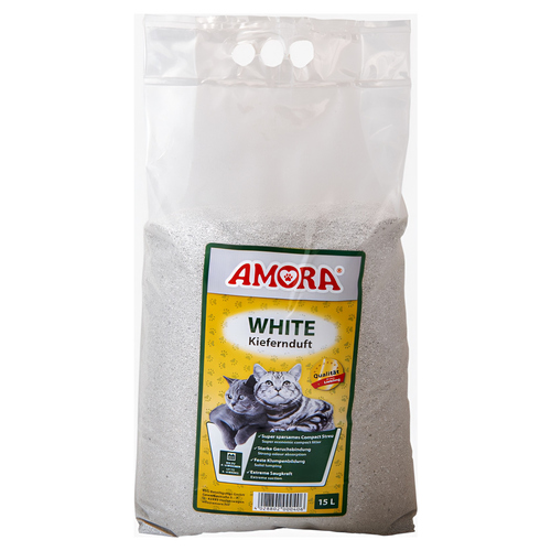 AMORA Katzenstreu White Compact mit Kiefernduft 15 l