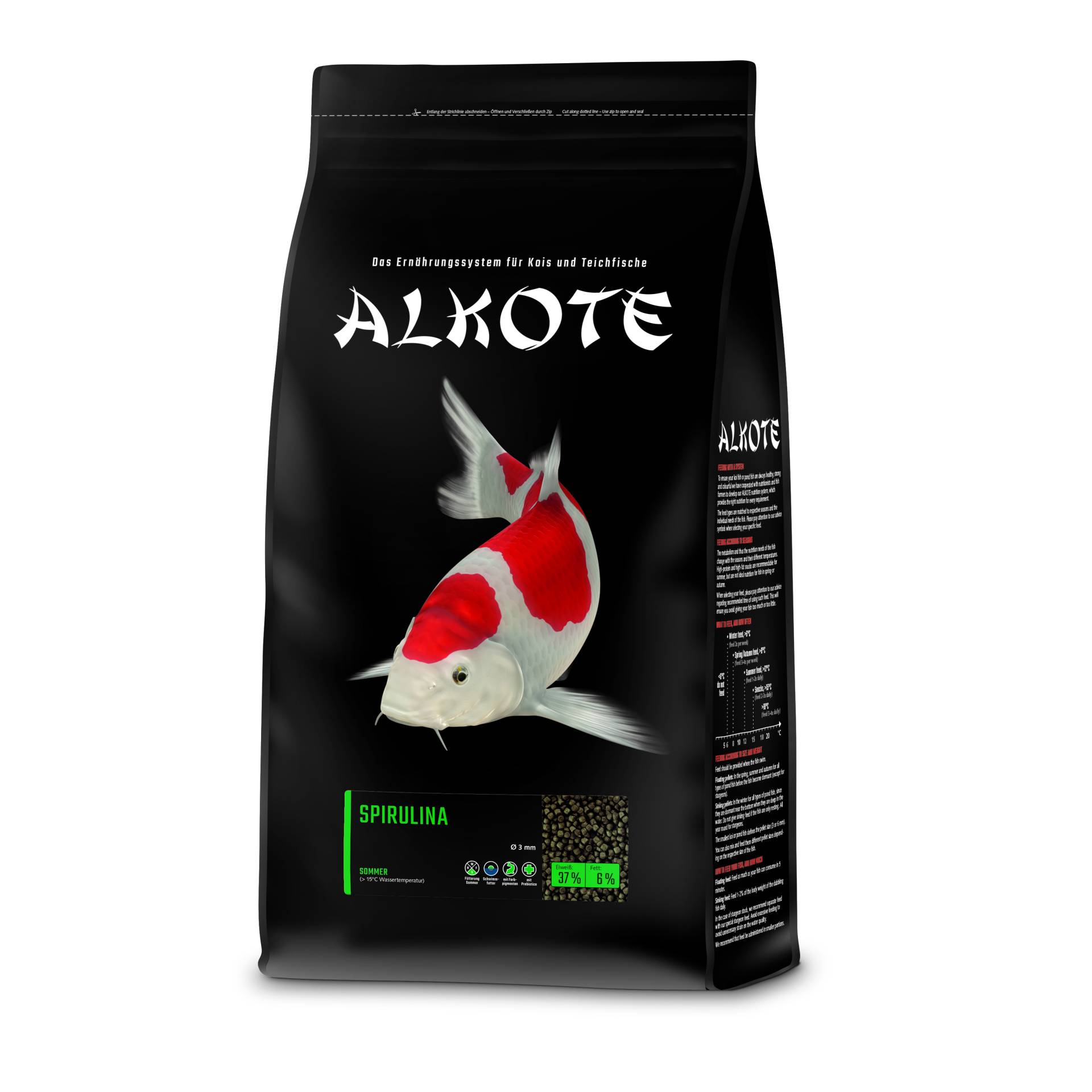 Alkote Koifutter Spirulina 7% (3 kg / Ø 3 mm) Spezialfutter zur Farbverbesserung u.- intensität