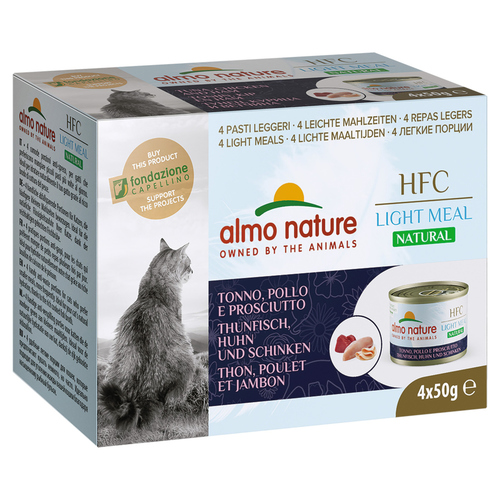 Almo Nature Adult Natural Light Meal Thunfisch, Huhn, Schinken 4 x 50 g - 12 Stück