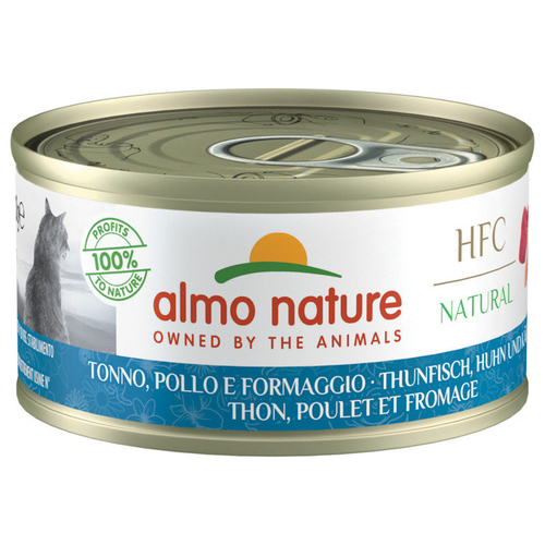 Almo Nature HFC Natural mit Thunfisch, Huhn & Käse 70 g - 24 Stück
