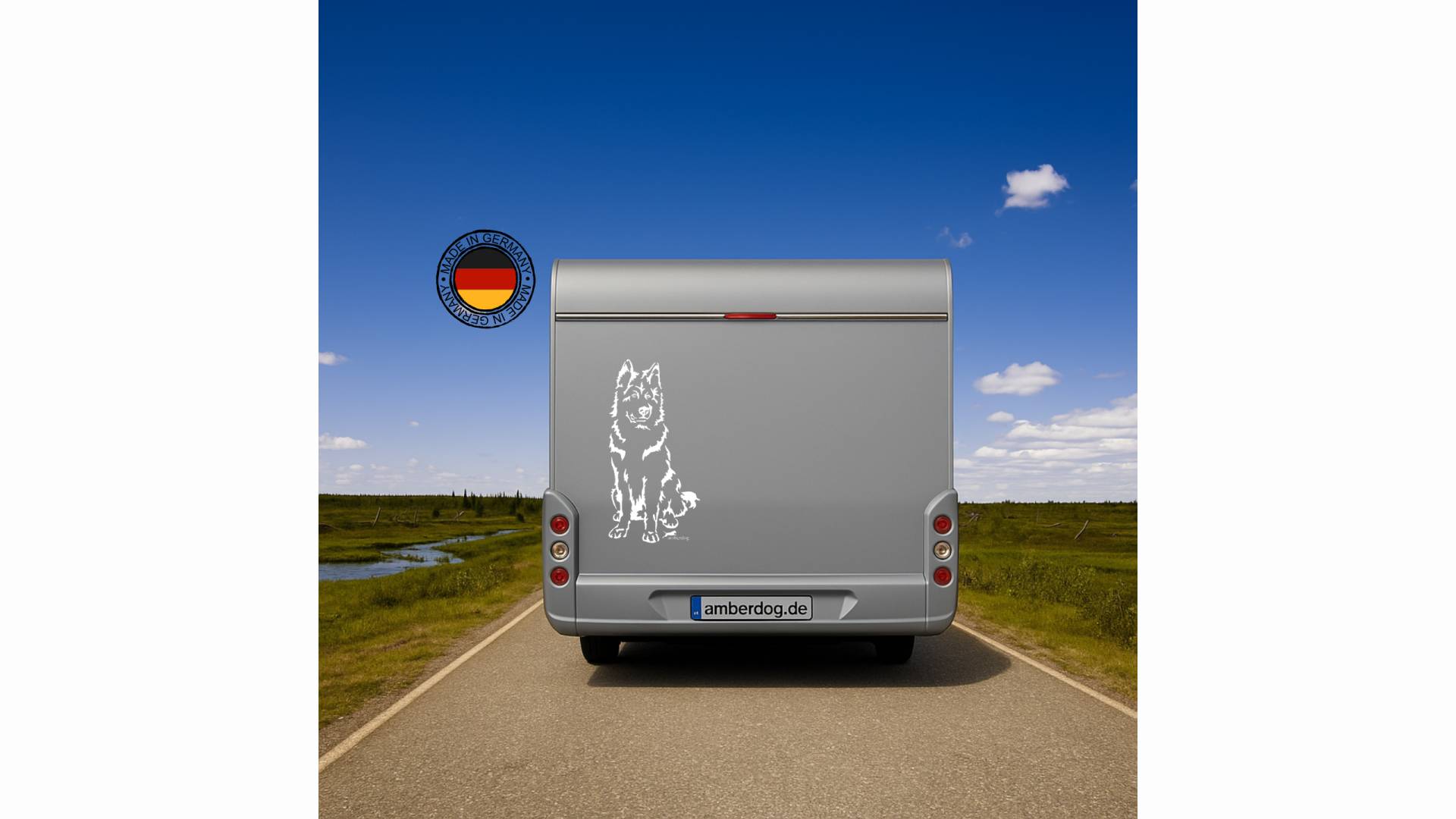 Altdeutscher Schäferhund Wohnmobil Aufkleber  l Wandtattoo - H30cm / Schwarz