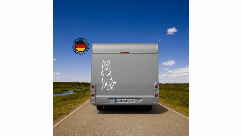 Altdeutscher Schäferhund Wohnmobil Aufkleber  l Wandtattoo - H30cm / Schwarz