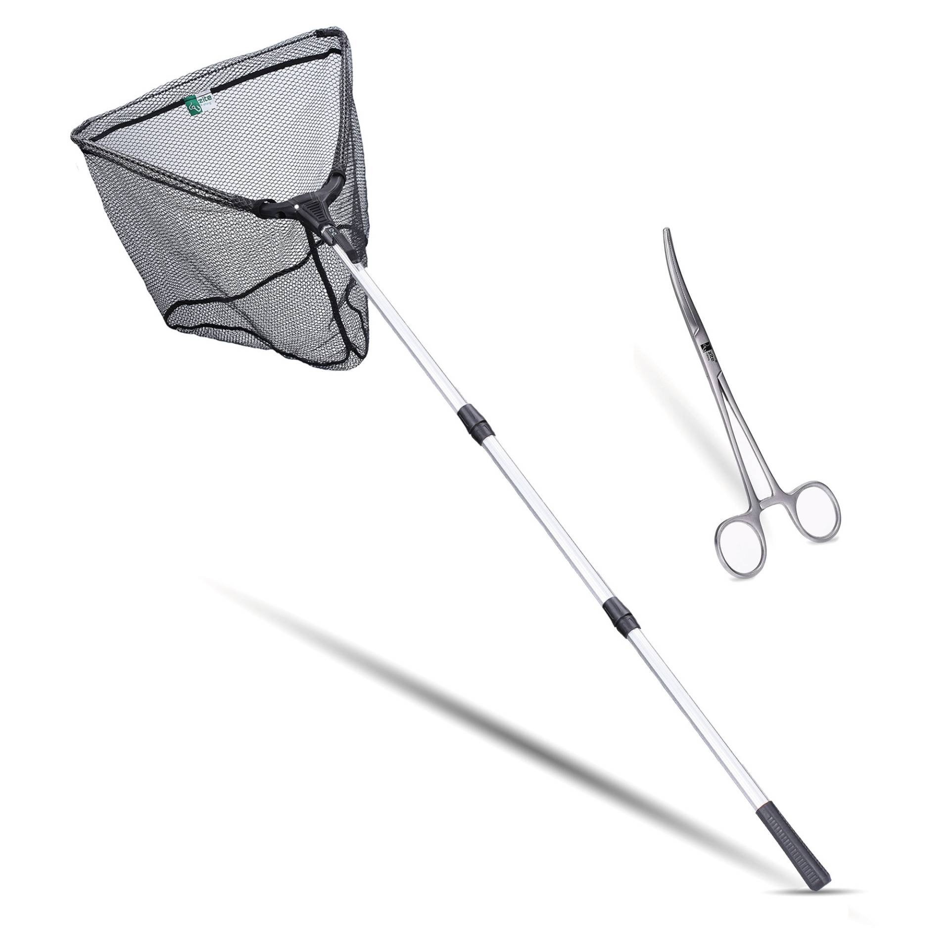 Angelkescher Gummiert 210cm 3-Teilig als Unterfangkescher + Hakenlöserzange Zite Fishing