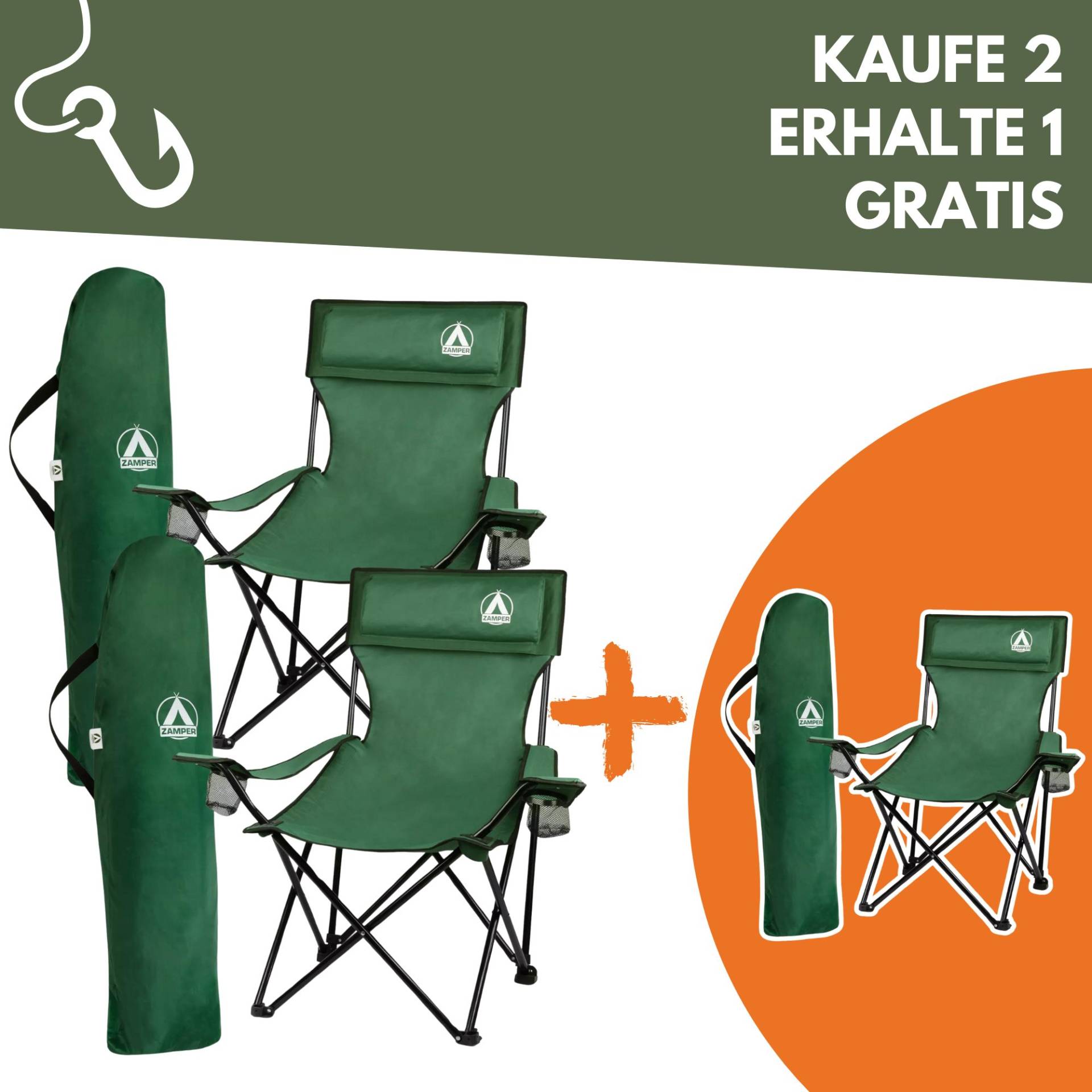 Angelstuhl & Campingstuhl Faltbar bis 150 kg Sparbundle 2+1 Gratis