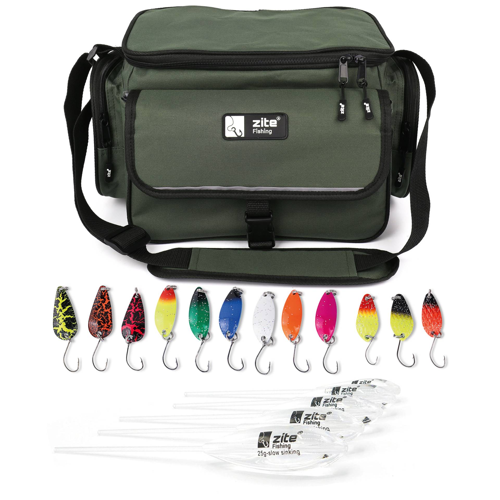 Angeltasche mit Forellen Spoons und Sbirolinos Halbsinkend Zite Fishing