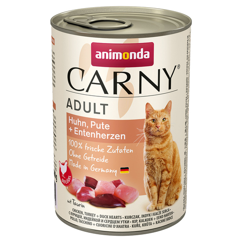 Animonda Carny Adult mit Huhn & Pute & Entenherzen 400 g - 6 Stück