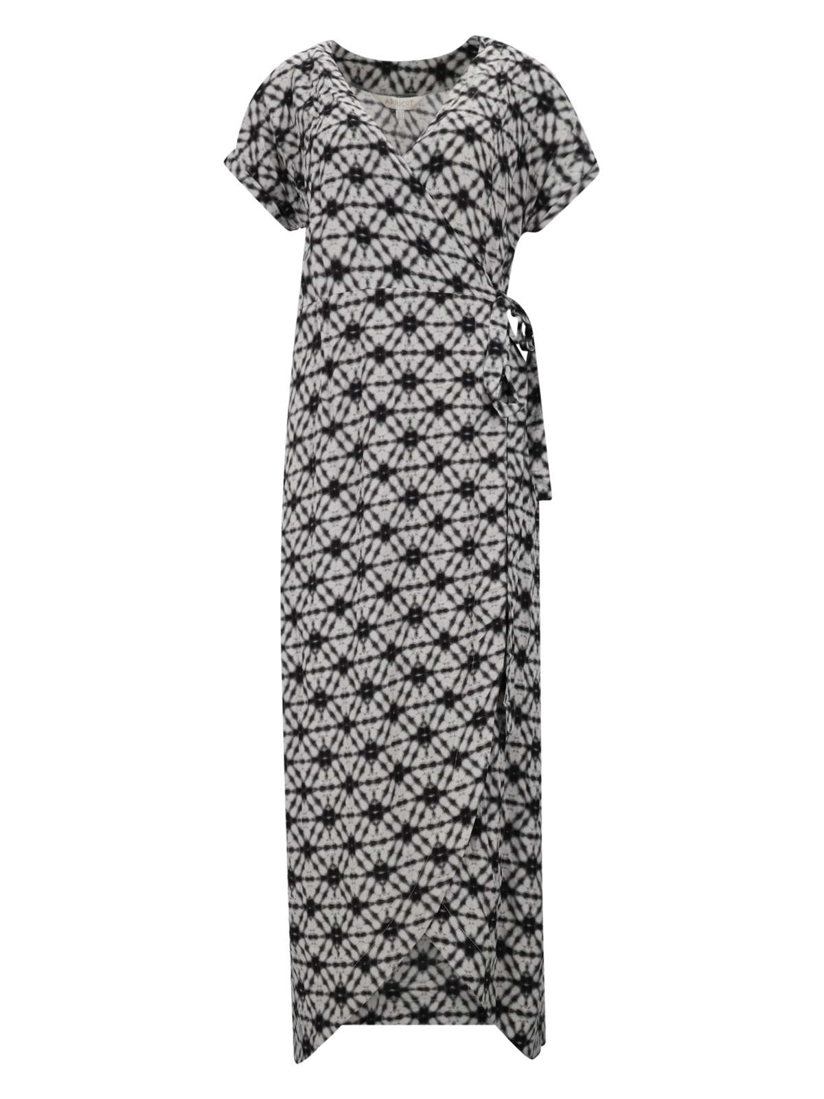 Apricot V Neck Short Sleeve Wrap Dr