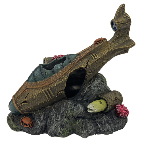 Aqua Della Aquariendekoration Steampunk versunkenes U-Boot, Größe: S Aqua Della Aquariendekoration Steampunk versunkenes U-Boot, Größe: S