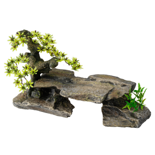 Aqua Della Aquariumdekoration Bonsai Stein grau