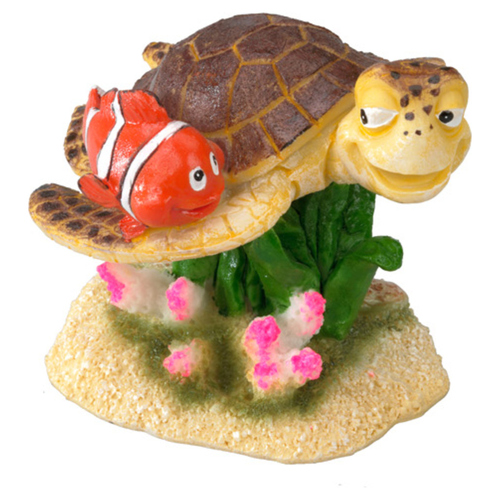 Aqua Della Aquariumdekoration Clownfisch mit Schildkröte