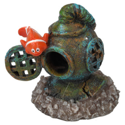 Aqua Della Aquariumdekoration Clownfisch mit Taucherhelm