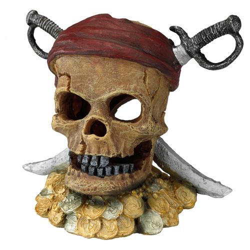Aqua Della Aquariumdekoration Piraten-Totenkopf mit Schwertern