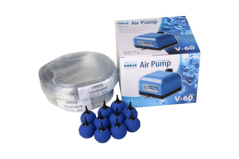 Aquaforte V-60 Belüftungs - SET - 3600 l/h (Pumpe+Steine+Schlauch+Luftverteiler) Kopie