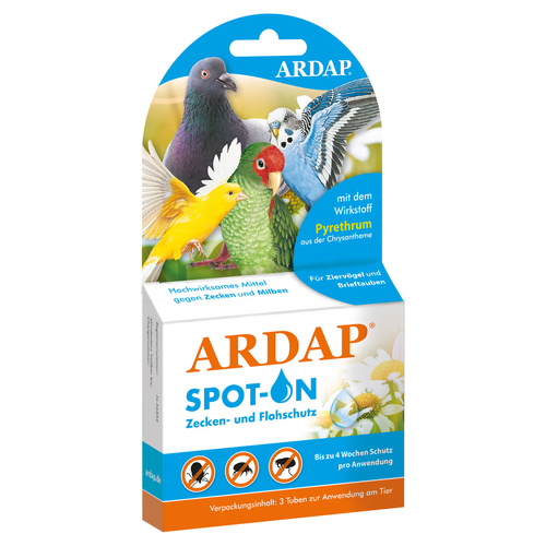 Ardap Spot-On für Ziervögel/Brieftauben 2 x 4,0 ml Ardap Spot-On für Ziervögel/Brieftauben 2 x 4,0 ml