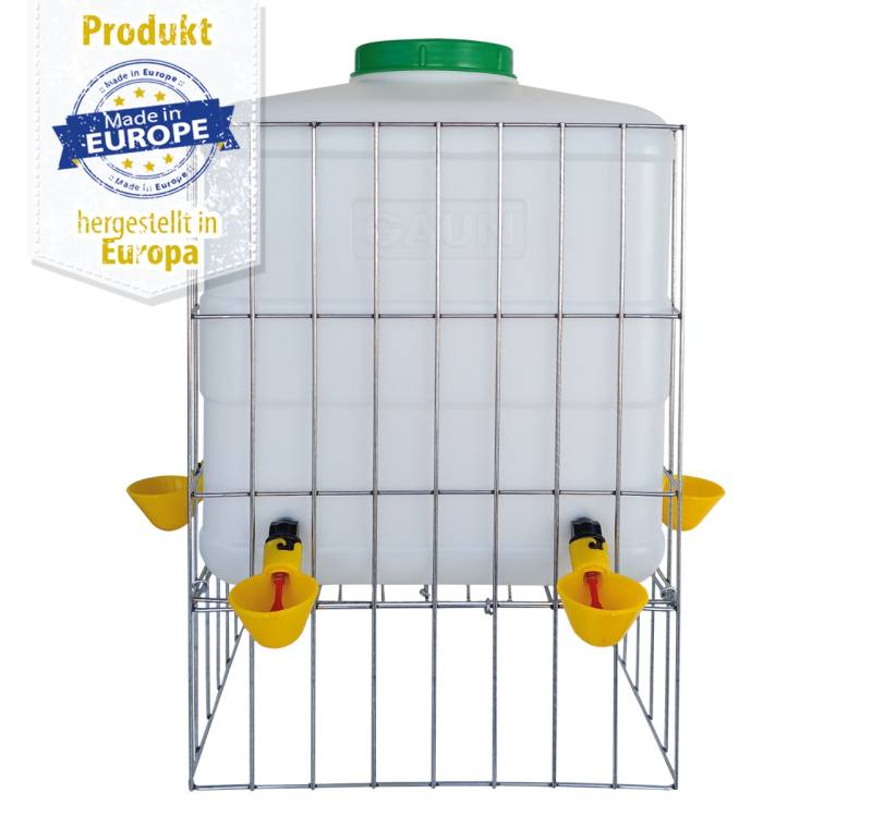 Automatiktränke - Kleintiertränke - Geflügeltränke im Metallgestell 20 Liter - 4 Tränkebecken