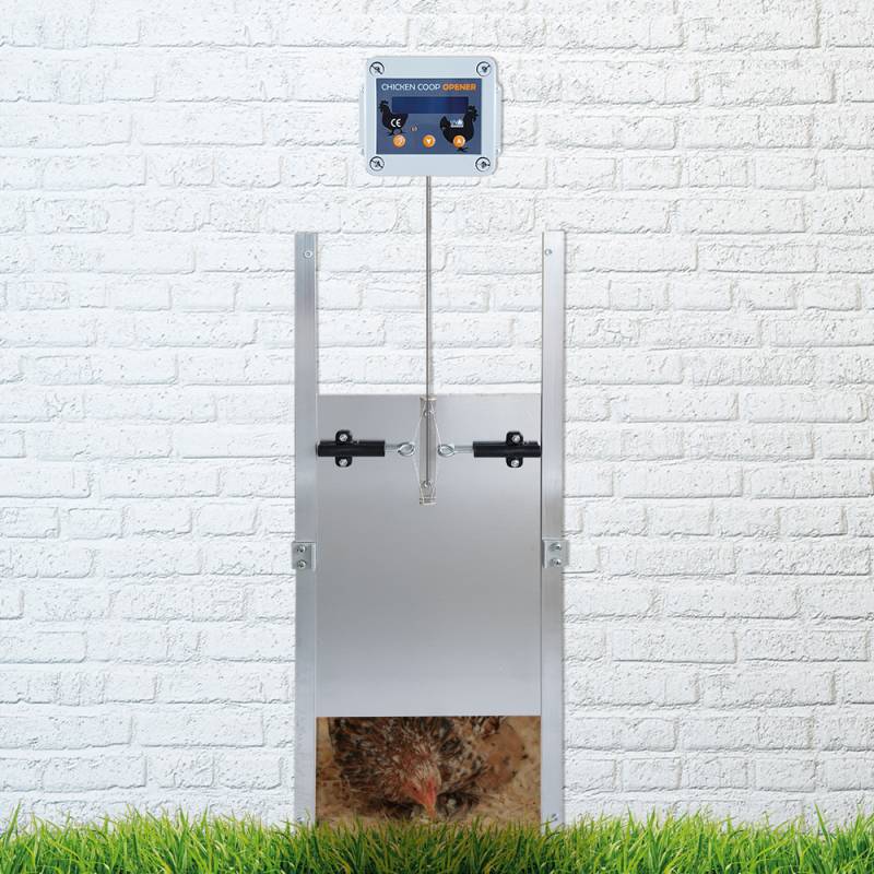 Automatische Hühnerklappe / Hühnertür - Zeitschaltuhr - Batteriebetrieb 22 x 32 cm & Selbstverriegelung
