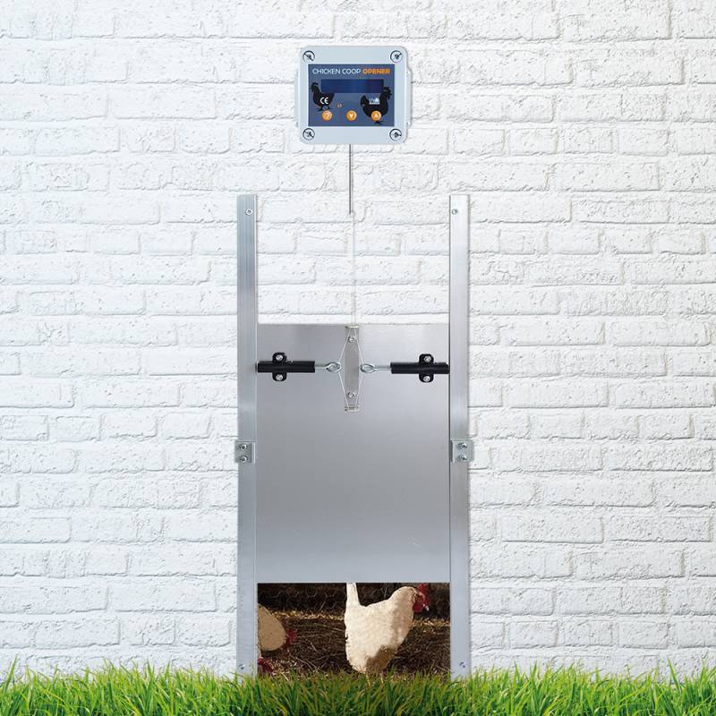 Automatische Hühnerklappe / Hühnertür - Zeitschaltuhr - Batteriebetrieb 30 x 40 cm & Selbstverriegelung