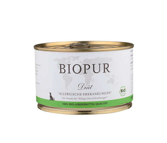 BIOPUR Nassfutter für Hunde Bio Diätfutter bei Allergischen 400g - Sparpaket: 12 x 400g