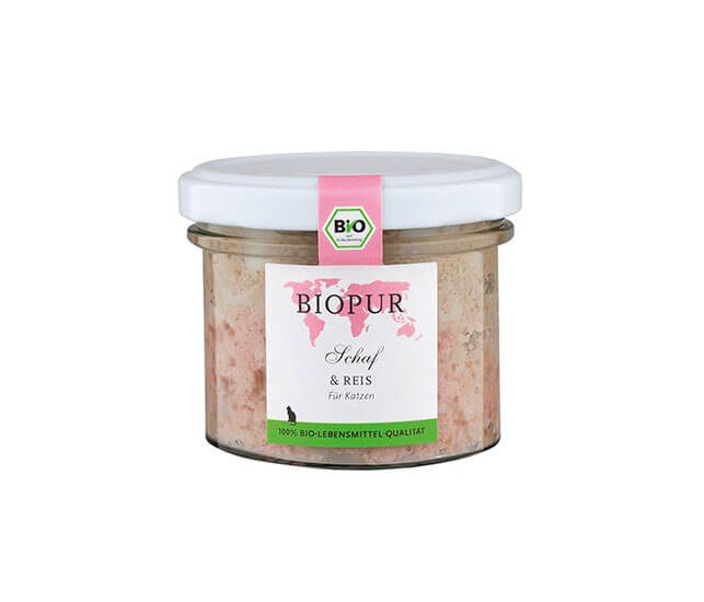 BIOPUR Nassfutter für Katzen Bio Schaf und Reis 100g - Sparpaket: 12 x 100g