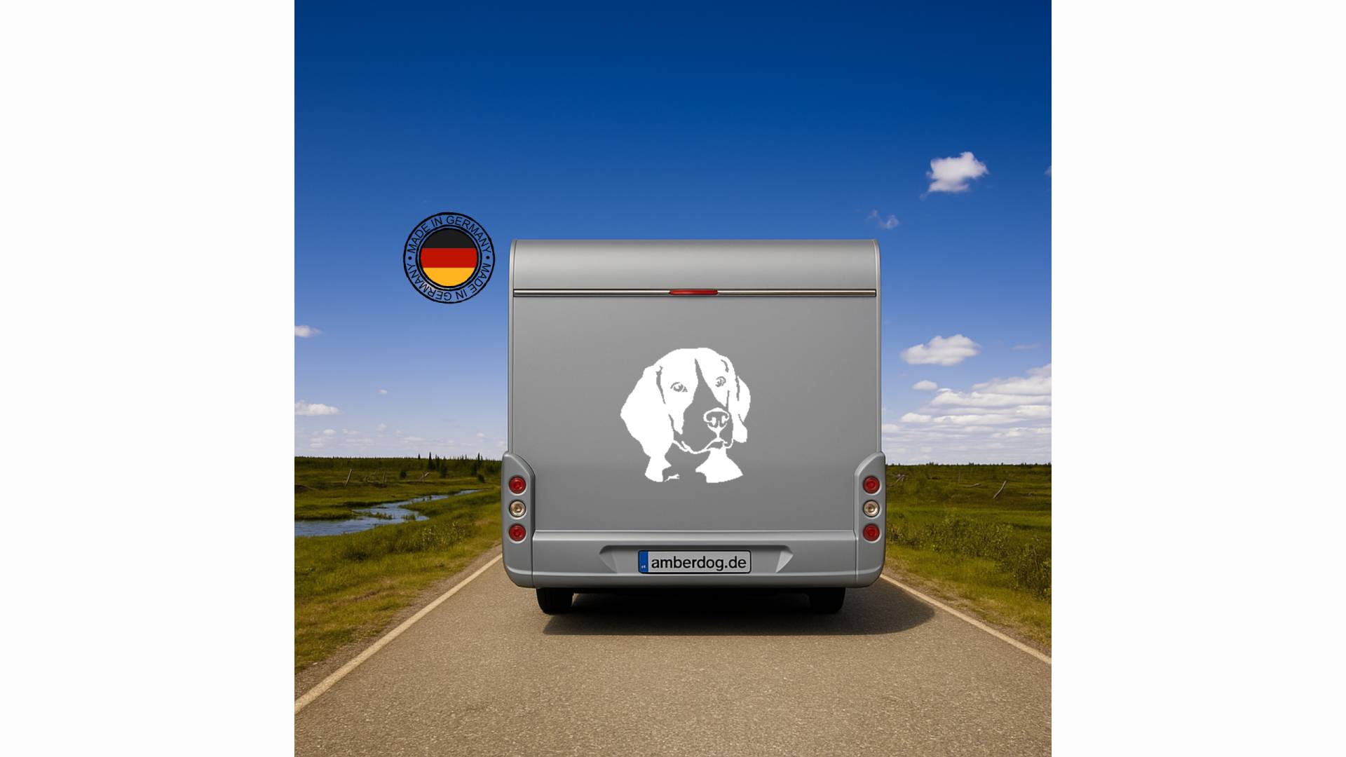 Beagle Kopf Siluette Auto Aufkleber I Wandtattoo - H50cm / Weiß