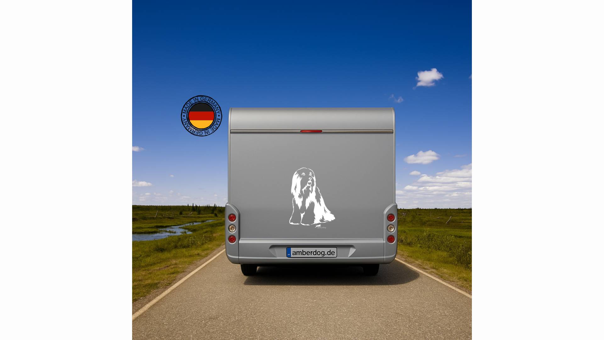 Bearded Collie Auto Wohnmobil Aufkleber I Wandtattoo - H50cm / Weiß