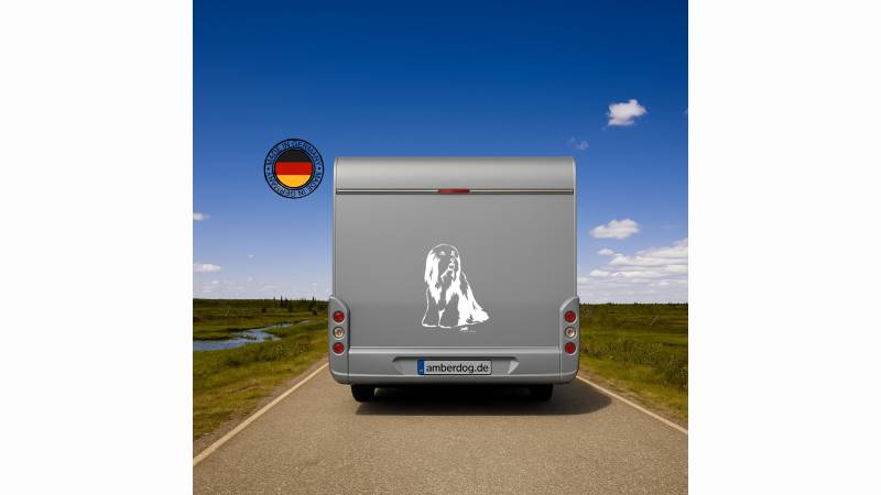Bearded Collie Auto Wohnmobil Aufkleber I Wandtattoo - H50cm / Weiß