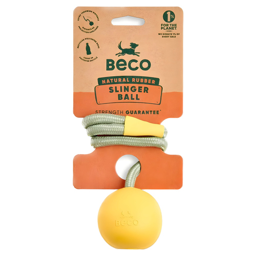 Beco Hundespielzeug Natural Rubber Slinger Ball mit Seil gelb Beco Hundespielzeug Natural Rubber Slinger Ball mit Seil gelb