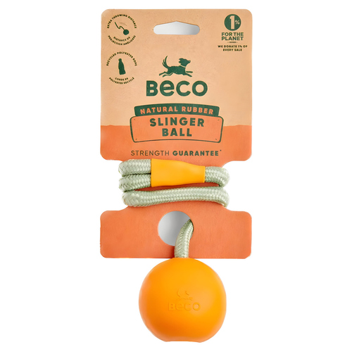 Beco Hundespielzeug Natural Rubber Slinger Ball mit Seil orange Beco Hundespielzeug Natural Rubber Slinger Ball mit Seil orange
